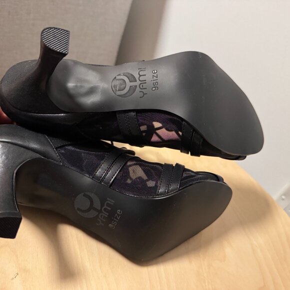 Yami Maribell Black 3in Flared Dance Shoe Size 9 - Picture 4 of 5